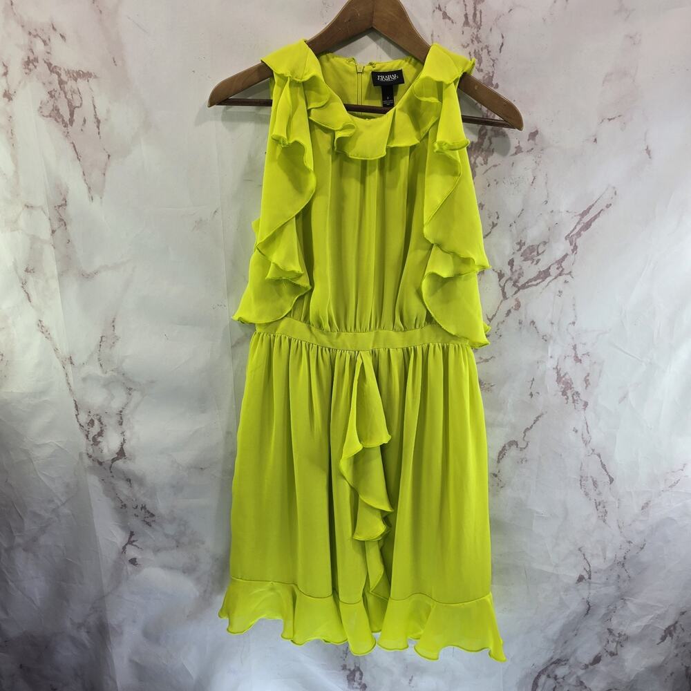 Prabal Gurung Dress Womens XS 2 Green Neon Chartreuse Ruffle Flounce Target